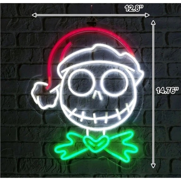 The Nightmare Before Christmas 14" Santa Jack Skellington "Neon" Sign LED Lights - Picture 2 of 9